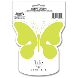Tabbies Bright's Scripture-Inspired Magnet, Life, Green Butterfly, 3"W x 5-1/2"H, Waterproof & UV Protected (58442)