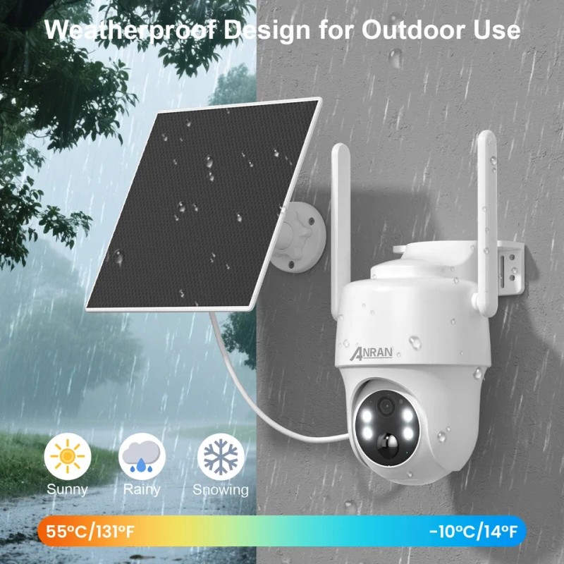 ANRAN 4G LTE Cellular Solar Security Camera Outdoor,Sim Card&SD Card,2K