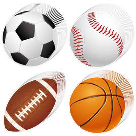 Whaline 60Pcs Sports Ball Paper Placemats Disposable Rugby Place Mats Basketball Baseball Football Round Decorative Paper Table Mats for Home Kitchen Dinner Table Birthday Party Supplies