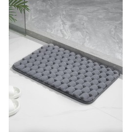 YIHOUSE Memory Foam Bathroom Rugs Mat, 16x24 Extra Soft and Absorbent Bath Mats for Bathroom Non Slip, Machine Washable Bath Mat Tub Shower Bath Rug Grey