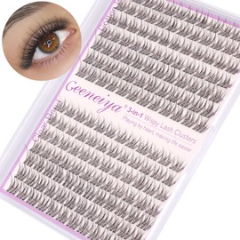 Clear Band Natural Lash Clusters Wispy Individual Eyelashes DIY Lash Extensions Natural Look Cluster Lashes D Curl Eyelash Extension,Geeneiya Wispy Eyelash Clusters (9-11MM,Clear and Black Band)
