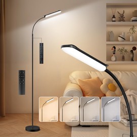FRIDEKO HOME Floor Lamps for Living Room, 1800LM 4 CCT Gooseneck Reading Light with Remote & Touch Control, Adjustable Bright LED Standing Lamp for Painting Over Chair Crafts Bedroom Office, Black