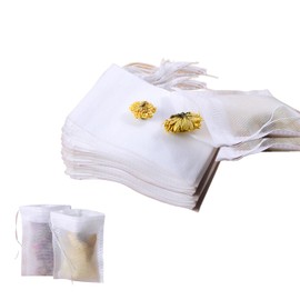 FineGood 100 Pcs Tea Bags Cooking Bags White Disposable Tea Bags Empty Non-woven Tea Bags Coffee Bags Spice Packs Water Easily (2.0 x 2.8 inches (5 x 7 cm)