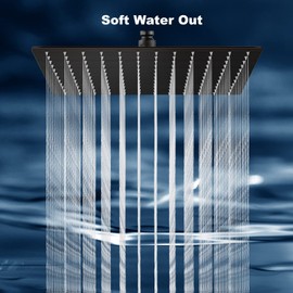 Midanya Oil-Rubbed Bronze 16 Inch Rain Shower Head 16'' HIGH PRESSURE Square Stainless Steel 1/16" Ultra Thin Rain Large Showerhead Waterfall Full Body Coverage with Silicone Nozzle Swivel Connector