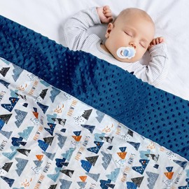 Winmany Baby Plush Blanket for Boys Girls Soft Minky Blankets Cover Dotted Backing Double Layer Toddler Warm Animal Blanket for Cot Bed Shower Gifts (White Mountain)