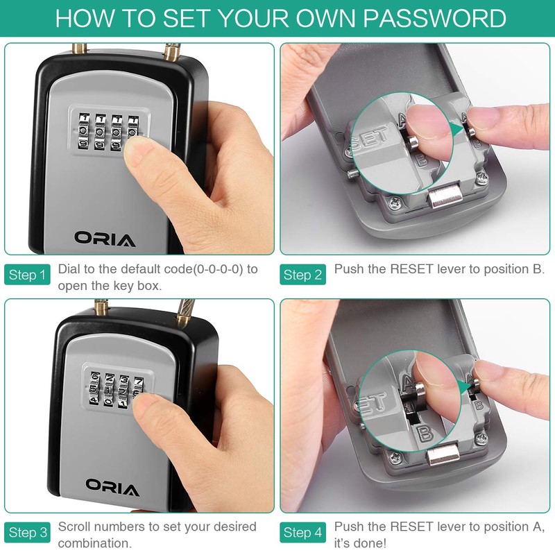 ORIA Key Lock Box, 4 Digit Combination Lock Box Key