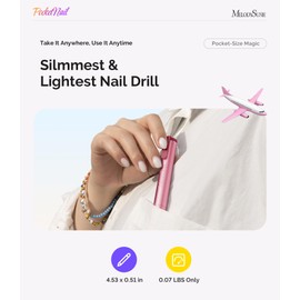 MelodySusie PocketNail Nail Drill,PC100G Corded Pen-Shaped Portable Electric Nail File for Acrylic Gel Polishing, Professional Efile Machine for Manicure Pedicure, Home & Salon, Rose Red