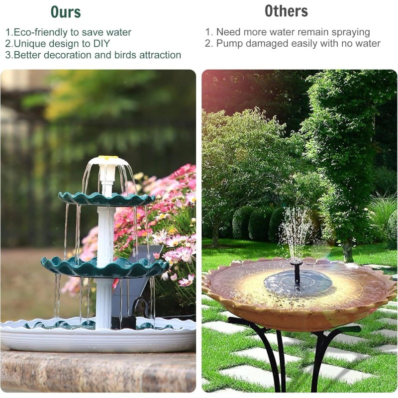 AISITIN 3 Tiered Bird Bath with 3.5W Solar Pump,for Bird
