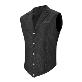 Century Star Mens Vest Suit Vests Dress Vampire Steampunk Pirate Casual Cowboy Goth Renaissance Victorian Gothic Waistcoat, Black, Large