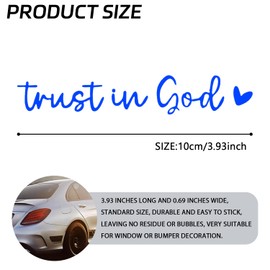 SWQS 2 PCS Car Stickers and Decals, Trust in God Rearview Mirror Sticker for Cars, Christian Automotive Rear View Mirror Accessories Decor for Women, Bible Verse Stickers Decals for Vehicles (Blue)