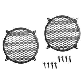 SYCZIOHU 2 Pcs 12 Inch Speaker Grill Plastic Round Subwoofer Grill with 4 Pcs Clamps Waffle Protector Guard Speaker Cover Decorative Car Audio Grille Black