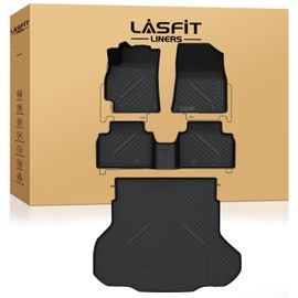 LASFIT Floor Mats & Cargo Mats for KIA K4 2025 All Weather TPE Custom Fit Floor Liner for Kia K4 for 1st & 2nd Row Full Set Car Mats and Trunk Mats, Black