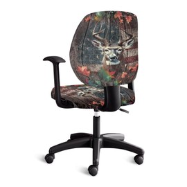 Poceacles Vintage American Flag Print Office Chair Cover Deer Universal Desk Chair Cover Computer Chair Slipcovers Furniture Protector for Office Home