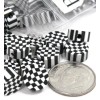 Bedazzlinbeads 8 Black & White 8mm Round Checkered Flag Flat