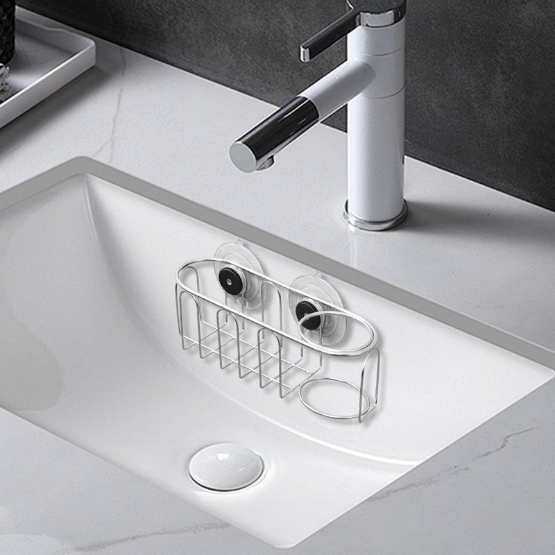 WSOQYYEO No-Drill Sink Caddy Organizer with Suction Cups, 7.87 Inch