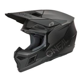O'NEAL 3 SRS MX Helmet Adult Solid Black/Gray Large