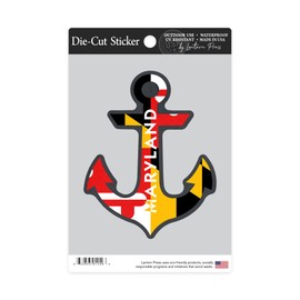 Die Cut Sticker Maryland, Anchor and Flag, Contour Vinyl Sticker 3 to 6 inches, (Waterproof Decal for Cars, Water Bottles, Laptops, Coolers), Large