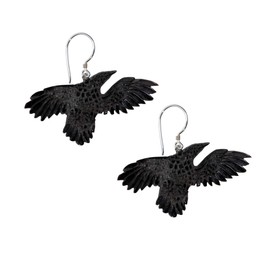 81stgeneration Women's 925 Sterling Silver Natural Horn Carved Eagle Bird Hook Earrings, Horn
