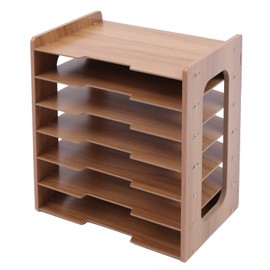 Organizador de papel de oficina de madera ancha de 7 niveles, organizador de archivos de escritorio, clasificador de bandejas de correo para documento