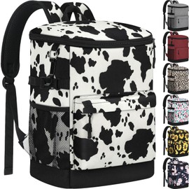 Tenot Backpack Cooler 40 Cans Cooler Backpack Insulated Waterproof Soft Travel Cooler Bag for Women Men Ice Chest Backpack Golf Camping Hiking Picnic Beach Cooler Lunch Backpack Cow Print