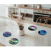 4 x Round Northern Lights Coasters - Norway Boraelis Men