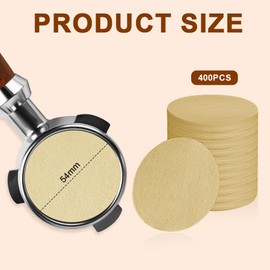 HOTUT Round Coffee Filter Paper, Pack of 400 Espresso Paper Filters, 54 mm Coffee Paper Filter Compatible with Many Coffee Makers - Brown