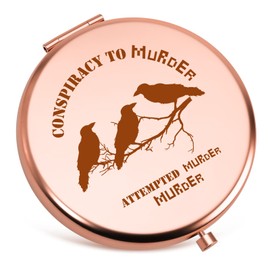 Crow Gift for Women Compact Mirrors Crow Lover Gifts Bird Lover Gift Bird Watching Gifts Raven Themed Folding Makeup Mirror Rose Gold for Friend Besties Daughter Niece Christmas Birthday Presents