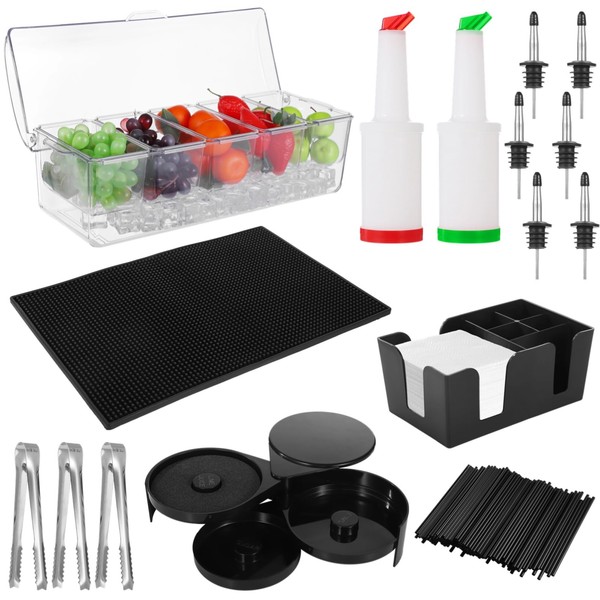 515 PCS Garnish Tray Bartending Supplies, Ice Tray with Lid
