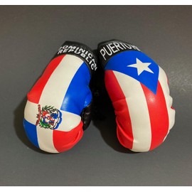 Puerto Rico & Dominican flag Boxing Gloves for Car Accessories Haning Rearview mirror Puerto Rican Dominican Republic