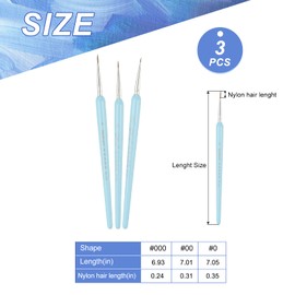 YOKIVE 3 Pcs Pointed Tip Paint Brushes Bulk, Detail Acrylic Painting Brush Small Miniature Paint Brushes Great for Oil Watercolor Face Canvas Professional Craft, (Light Blue)