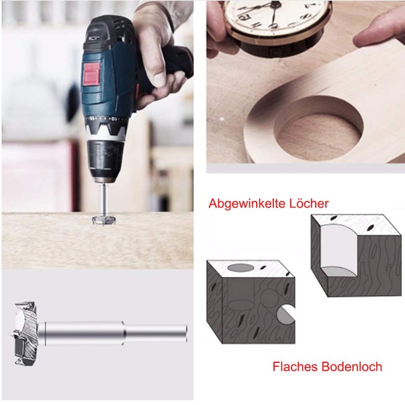 Aolex 6-Piece Forstner Bit Set, Router, Milling Heads with Centring