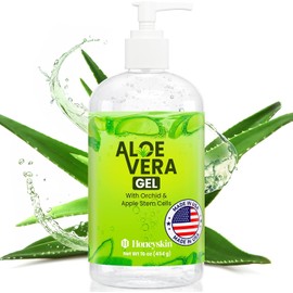 Honeyskin Gel De Aloe Vera Orgánico Para Rostro Con Células Madre De Orquídeas Y Manzana - Gel De Aloe Calmante E Hidratante Para Alivio De Quemaduras Solares Y Cuidado Después Del Sol