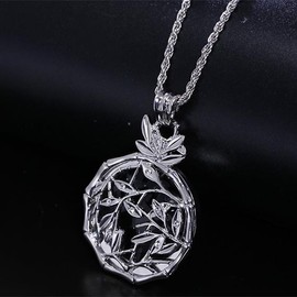 Gorgeous Necklace Swing Silver Double Long Bamboo Magnifying Glass Portable Single item/free