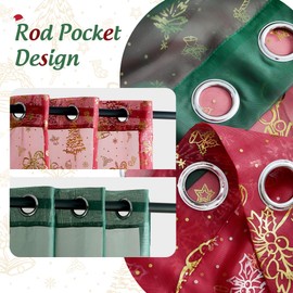 NICETOWN 4 Pieces Christmas Curtain Bundle, 2 Pieces W29xL84 Green Sheer Curtains & 2 Pieces W40xL84 Gold - Foil Stamped Drapes, Elevate Your Holiday Decor