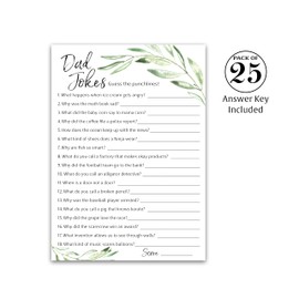 GREENERY DAD JOKES Baby Shower Games, Daddy Jokes Shower Trivia Games — Pack of 25 — Fun Dad Joke Game, Green Gender Neutral Funny Joke Trivia, Sprinkle Gender Reveal Party, Sip See, Birthday G320-DJK