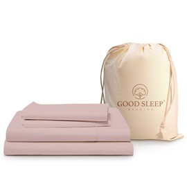 Good Sleep Bedding 100% Cotton Queen Sheet Set - 4 Piece, 800 TC 16 Inch Deep Pocket Queen Sheets, Soft & Breathable Queen Sheets, Luxury Sheet Set Queen Size with Pillow Covers - Blush Queen Sheets