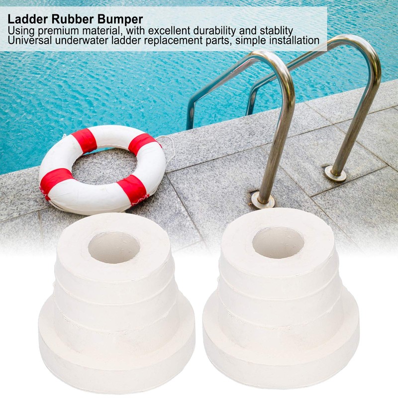 Alvinlite Pool Ladder Rubber Bumper, Set of Two White Ladder