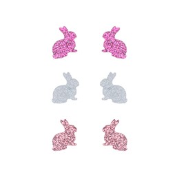 LPYO 3 Pairs Easter Earrings for Women Cute Creative Bunny Rabbit Stud Earrings Colorful Sparkling Eggs Easter Basket Earrings Holiday Festive Party Jewelry Gift (three)