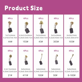Electric Motor Carbon Brushes 40Pcs 10 Different Models of Carbon Brushes Suitable for The Maintenance of Carbon Brush Motors