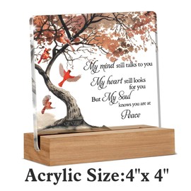 Memorial Christmas Gifts for Loss of Loved One, Cardinal Christmas Gifts, Remembrance Christmas Home Decor Desk Signs Plaques 4 × 4 Inches Acrylic