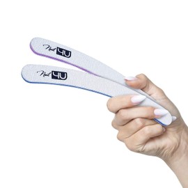 SET of 2 Professional Curved Nail Files Banana Emery Boards for False Nails Acrylic Gel Tips Manicure tools by Nail4U Double sided 100/180 180/240 Grit