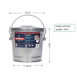 Behrens 6 Gallon Galvanized Steel Storage Can or Waste Bin w/Locking Lid & Handle (2 Cans, No Grip)