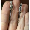 Chic 925 Silver Huggie Earrings with Dangling Chain, 1.5" Length,