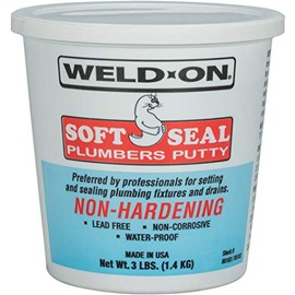 WELD-ON 80103 Soft Seal Stain-Free Plumber's Putty - Lead-Free, Non-Corrosive, and Waterproof, 3 Pounds