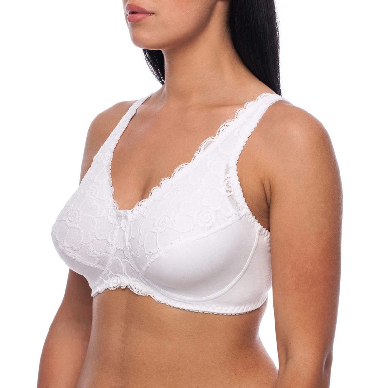frugue Women's Compression Bra After Chest Surgery with Pockets, White