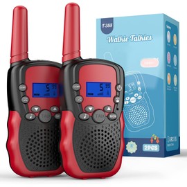 Kearui Walkie Talkie, Gifts for Girls Boys Children from 3 4 5 6 7 8 Years, 8 Channels Clear Sound & VOX Function, for Adventure, Climbing, Camping - Black Red