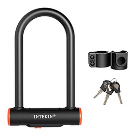 INTEKIN Bike U Lock Heavy Duty Bike Lock Bicycle Lock 16mm U Lock for Bicycle Heavy Duty U Lock with 3 Keys for Road Bikes Mountain Bikes