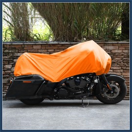 VekAuto Motorcycle Cover Lightweight Half Cover Outdoor Waterproof Rain Dust Protector Orange XL Size for Most Full Dress Touring Cruiser Auto Accessories