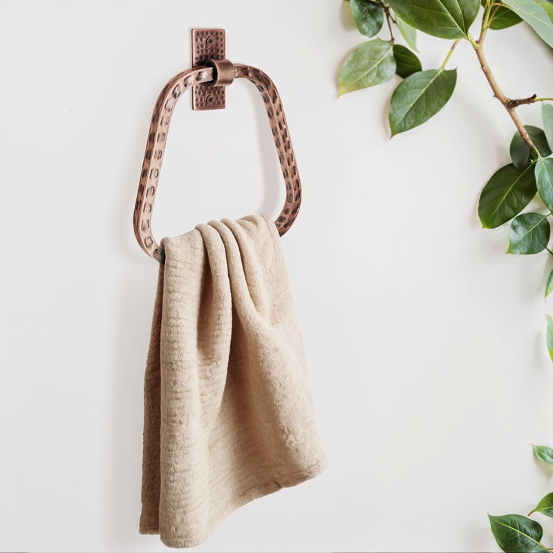 Monarch Abode 21631 Modern Towel Ring Holder Hand Hammered Wall