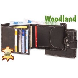 Woodland - Multibag 3 in 1: Purse - Neck Pouch - Belt bag, all in one! Made of soft, untreated buff in dark-brown/taupe
